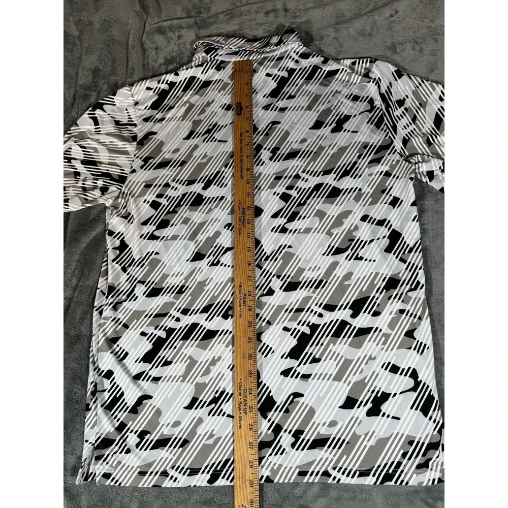 Swiss Alps Polo Shirt Mens Large Gray Camo Stretch Knit Golf Performance